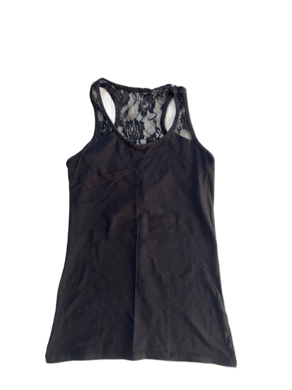 Black Lace Back Tank Top